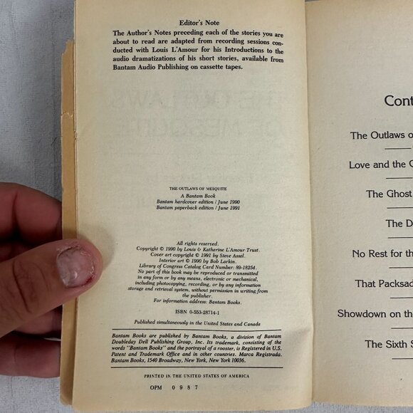 Louis LAmour - The Outlaws Of Mesquite - Bantam Paperback 1991 - Good Condition - Picture 3 of 3